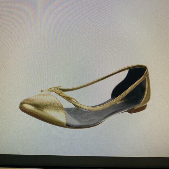 Saint Laurent gold leather ballet flats - Picture 3 of 5